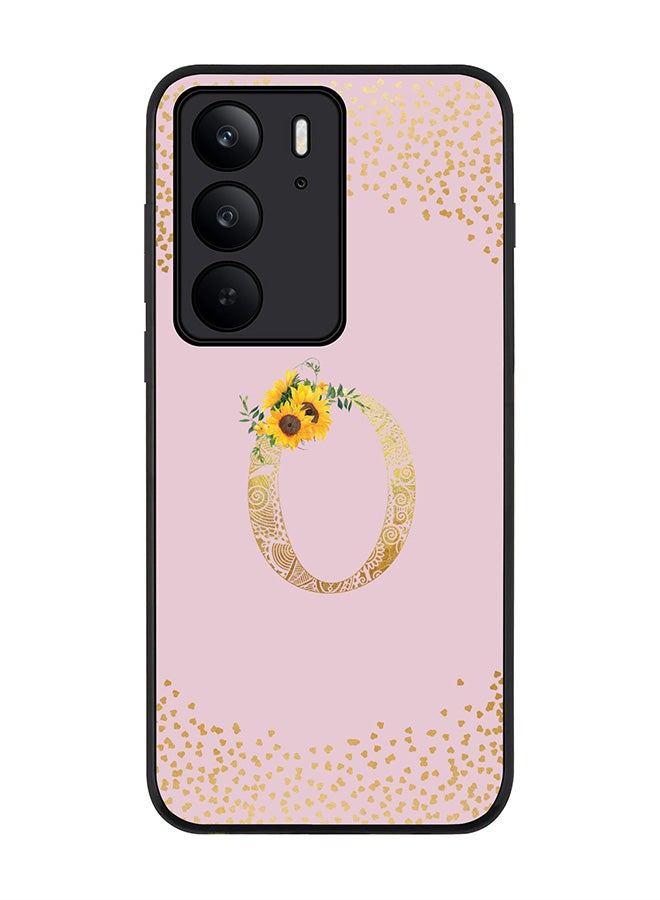 For Realme C75x / C75 4G Case,Slim fit Camera Protection, Shockproof Thin Phone cover  - Custom Floral Monogram - O  (Pink )